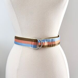 Jacob Connexion Belt – Brown, Coral & Sky Blue Stripes, Padded Style